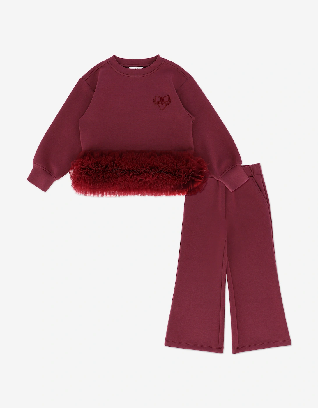 Angels Face Girls Deonne Tulle Trim Top and Jogger Set in Red, 5 of 4