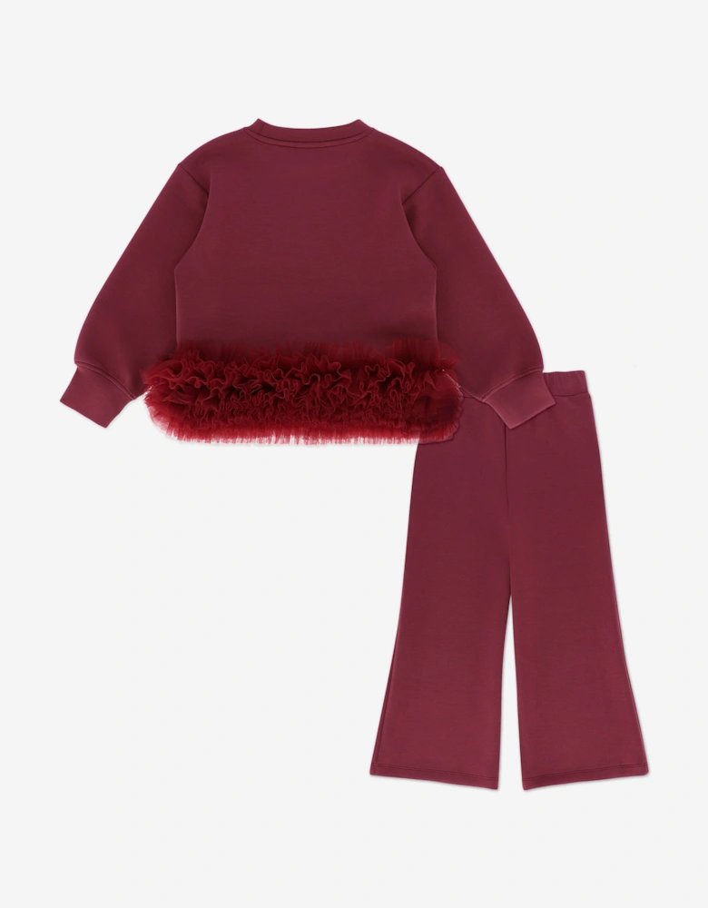 Angels Face Girls Deonne Tulle Trim Top and Jogger Set in Red