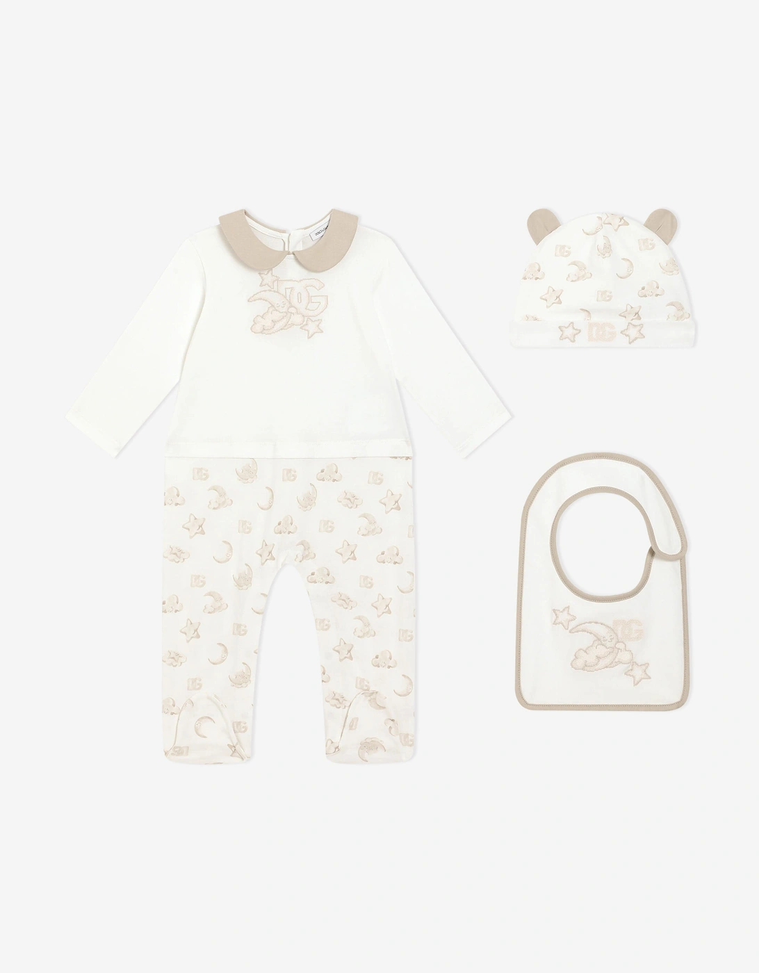 Baby Embroidered Logo Babygrow Set in Ivory, 6 of 5
