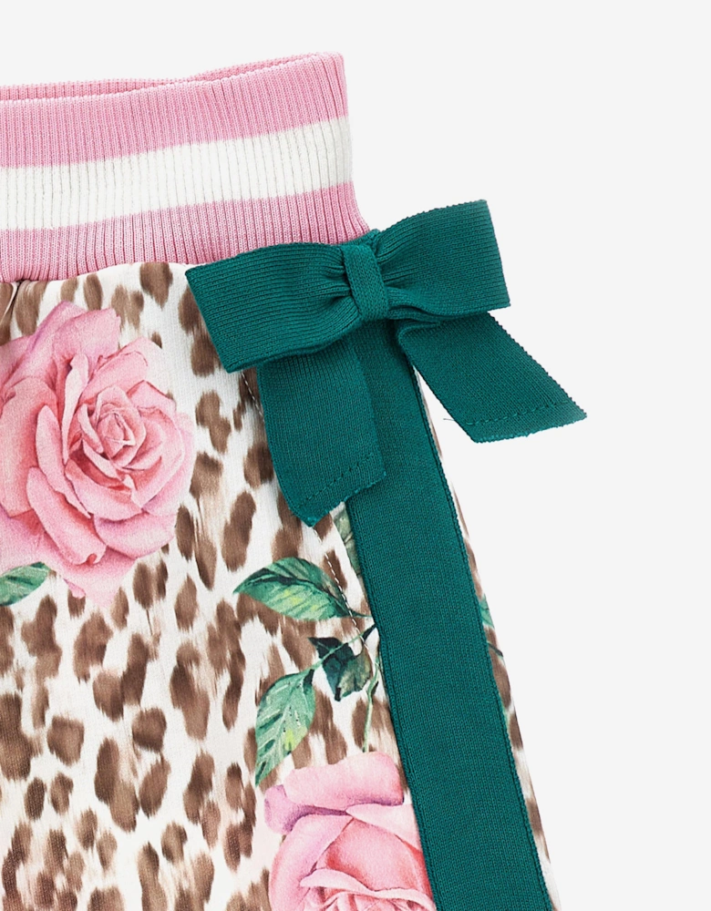 Girls Leopard and Rose Joggers in Multicolour