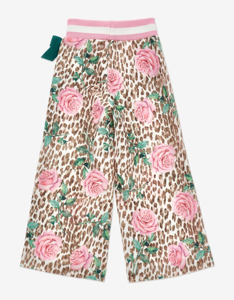 Girls Leopard and Rose Joggers in Multicolour