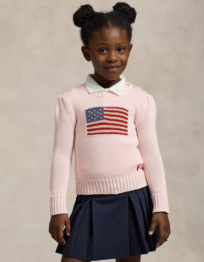 Girls USA Flag Jumper in Pink