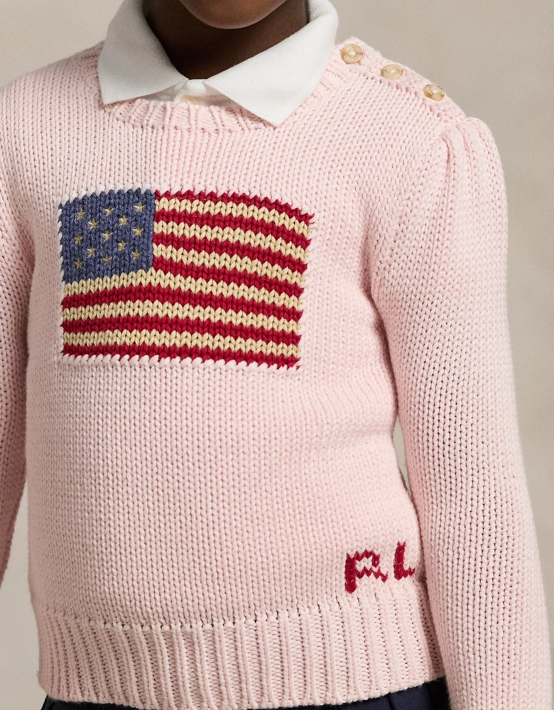 Girls USA Flag Jumper in Pink