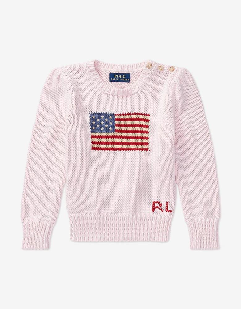 Girls USA Flag Jumper in Pink