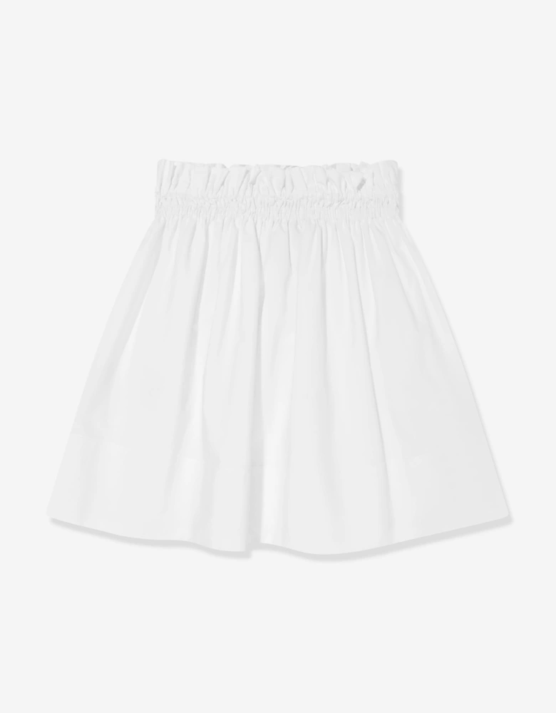Girls Cotton Logo Skirt in White