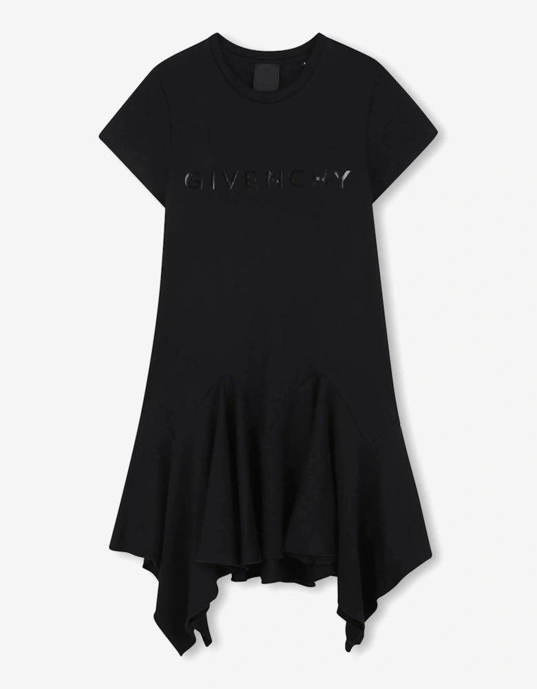 Girls Logo Ruffle Dress in Black