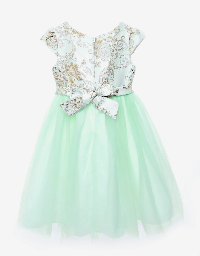 Girls Crystal Cascade Dress in Green