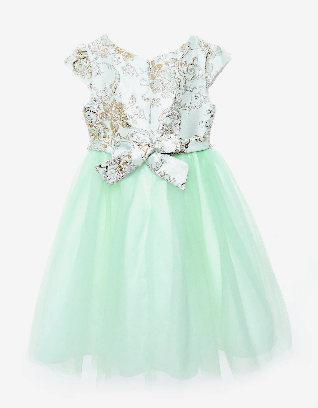 Girls Crystal Cascade Dress in Green