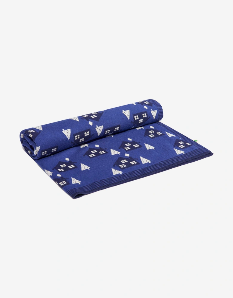 Baby Boys Fawn Cabin Knit Shawl in Blue