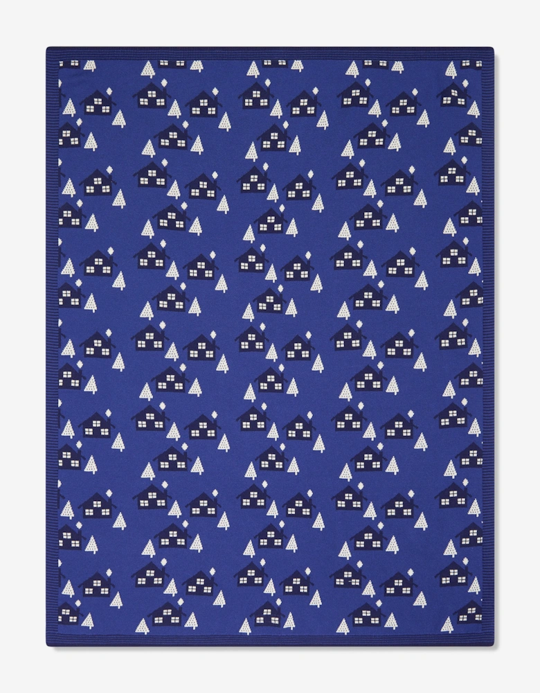 Baby Boys Fawn Cabin Knit Shawl in Blue