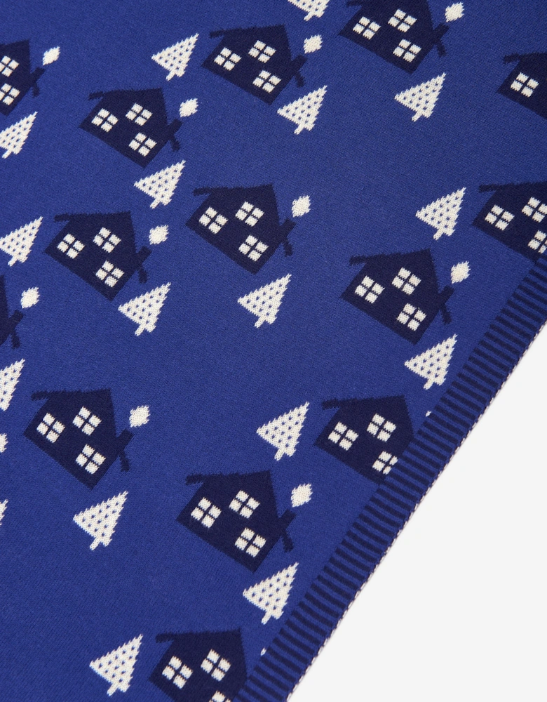 Baby Boys Fawn Cabin Knit Shawl in Blue