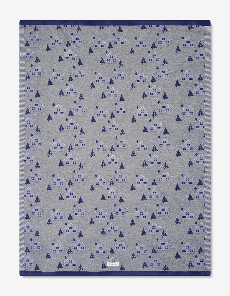 Baby Boys Fawn Cabin Knit Shawl in Blue