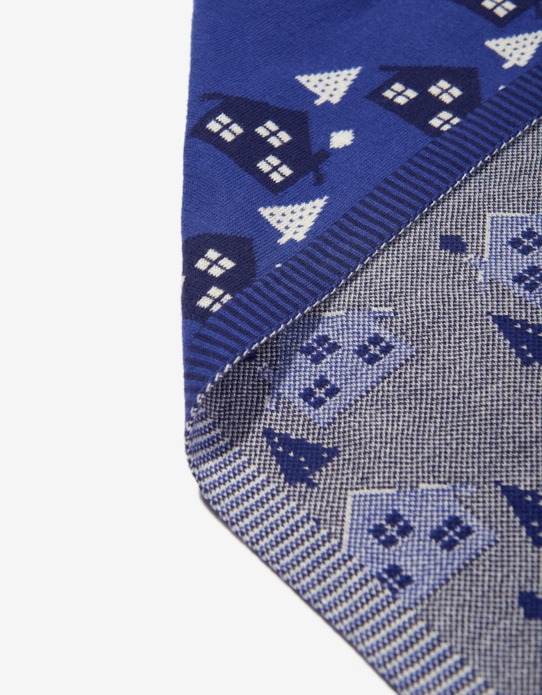 Baby Boys Fawn Cabin Knit Shawl in Blue