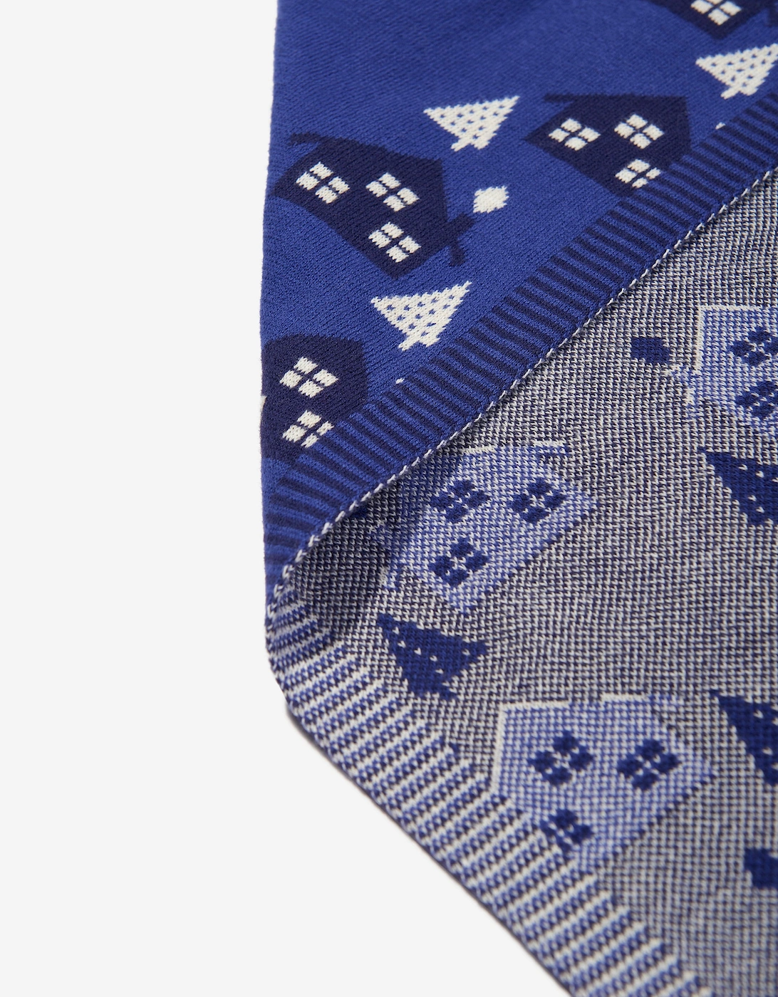 Baby Boys Fawn Cabin Knit Shawl in Blue