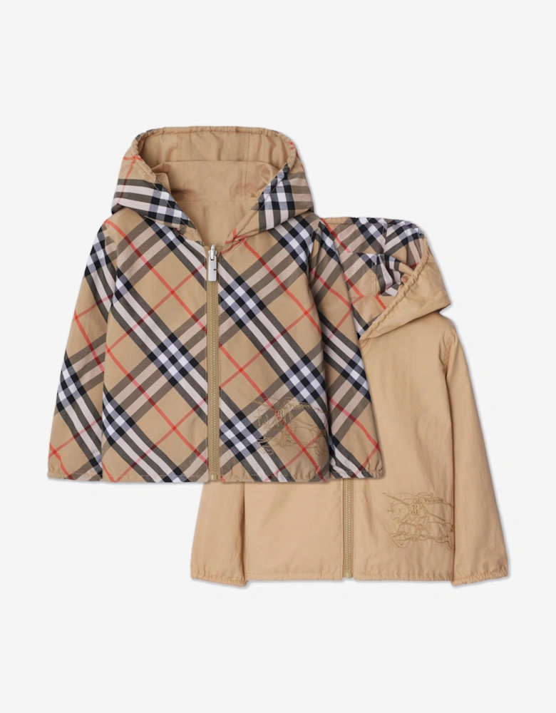 Baby Boys Mini Rufus Check Reversible Jacket in Beige
