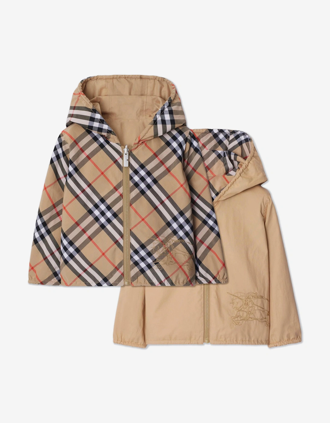 Baby Boys Mini Rufus Check Reversible Jacket in Beige, 5 of 4