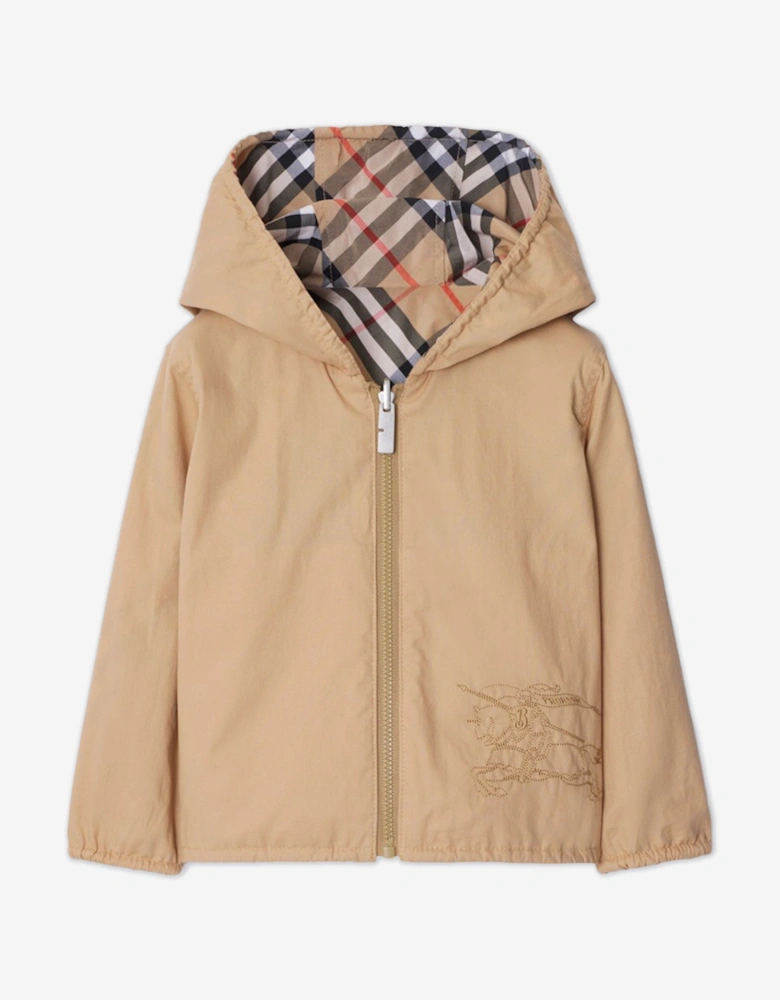 Baby Boys Mini Rufus Check Reversible Jacket in Beige