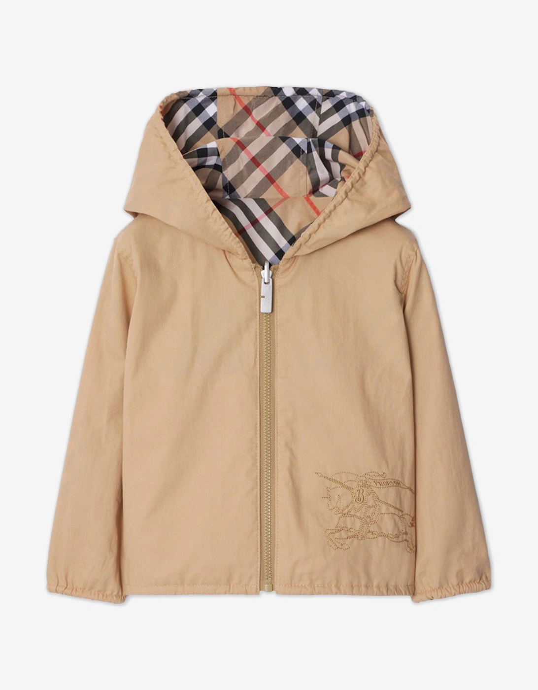 Baby Boys Mini Rufus Check Reversible Jacket in Beige