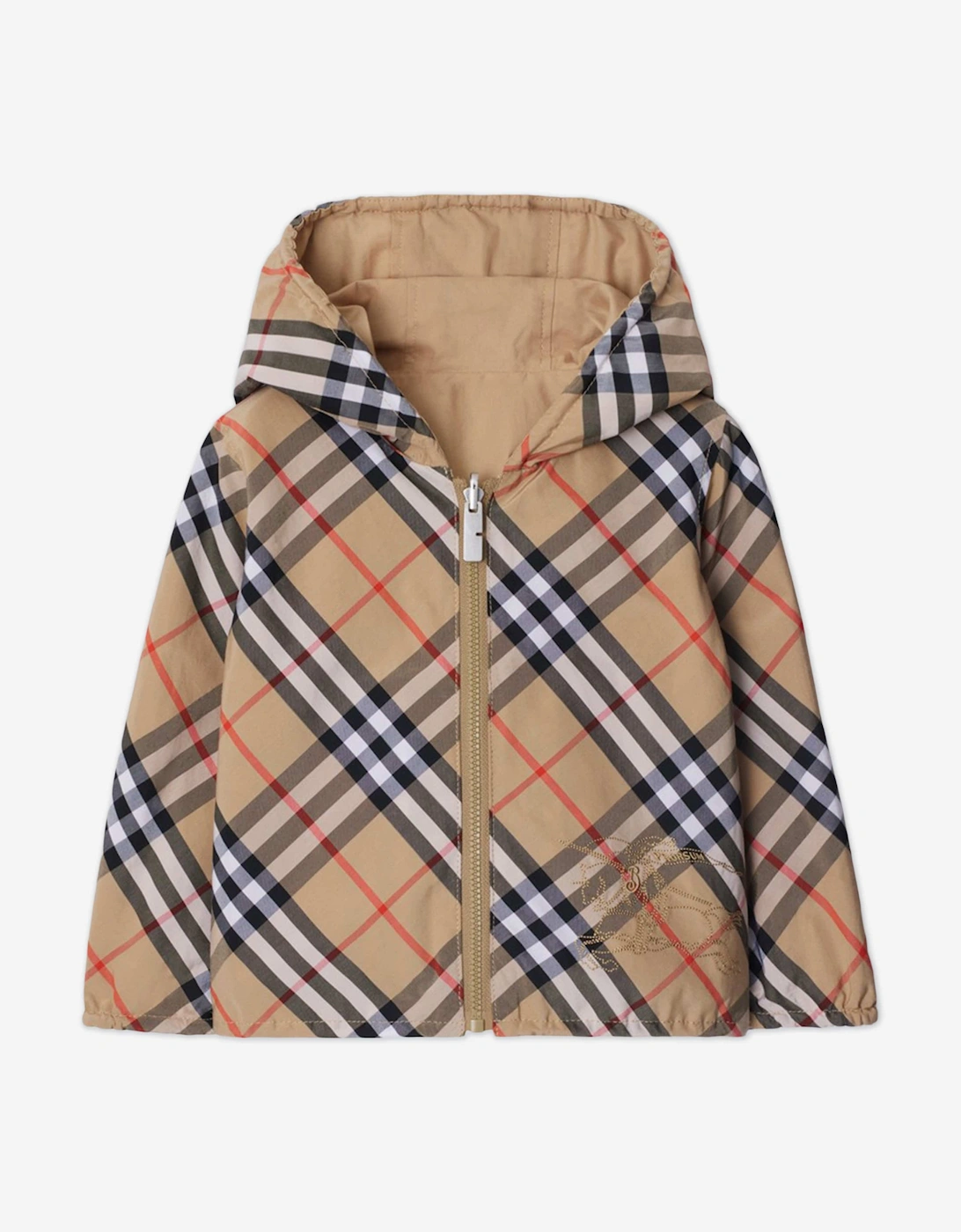Baby Boys Mini Rufus Check Reversible Jacket in Beige