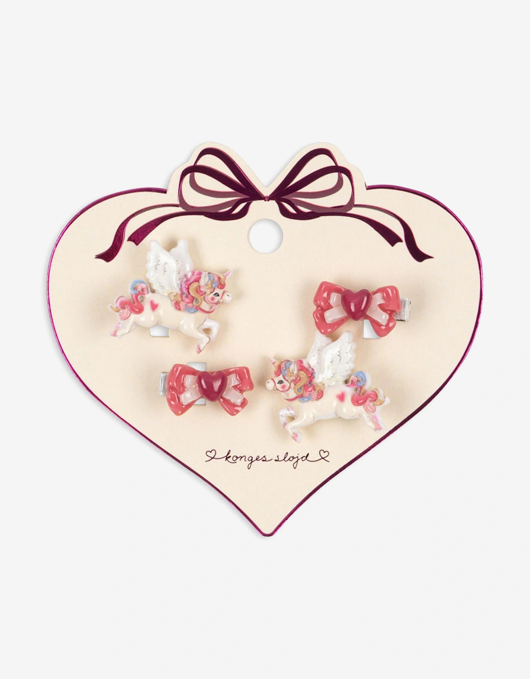 Girls 4 Pack Unicorn Bow hair Clip Set in Pink, 4 of 3