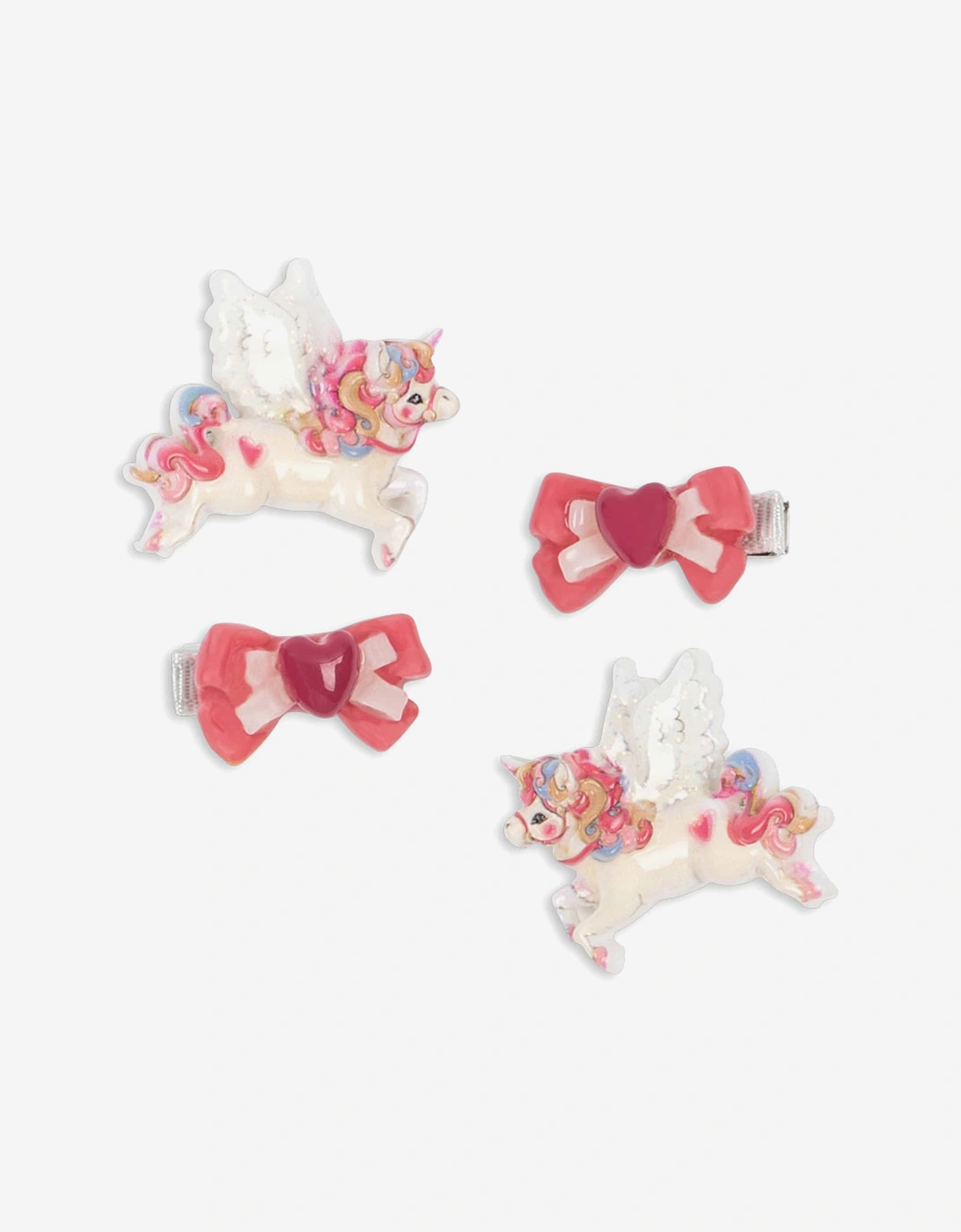 Girls 4 Pack Unicorn Bow hair Clip Set in Pink