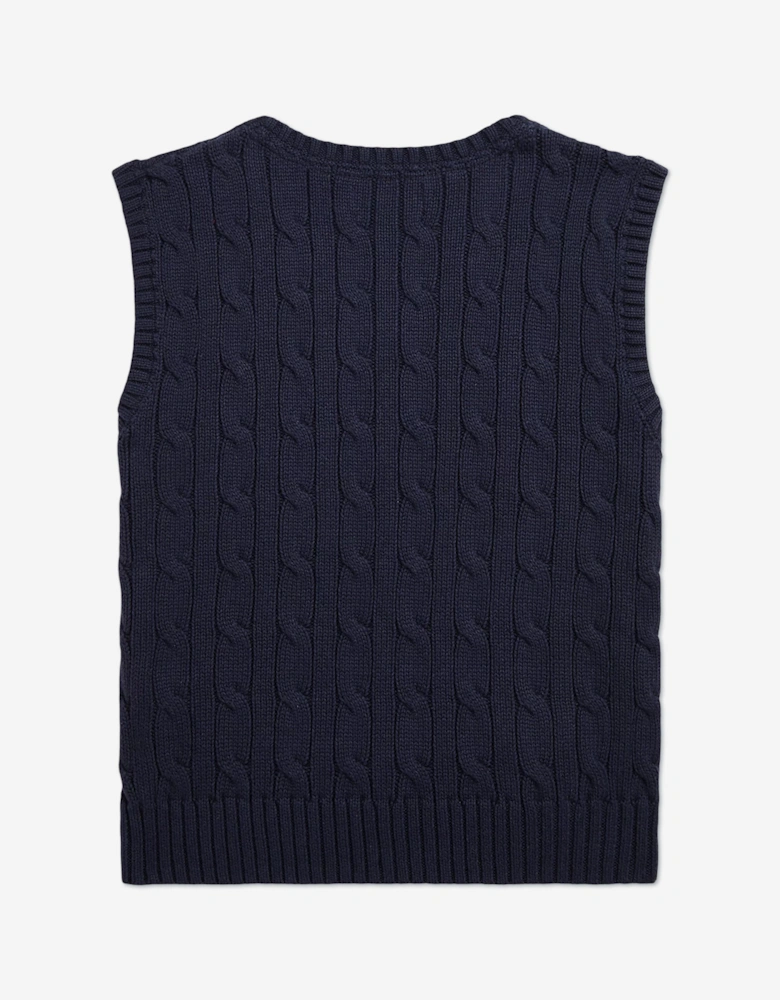 Boys Cable Knit Sweater Vest in Navy