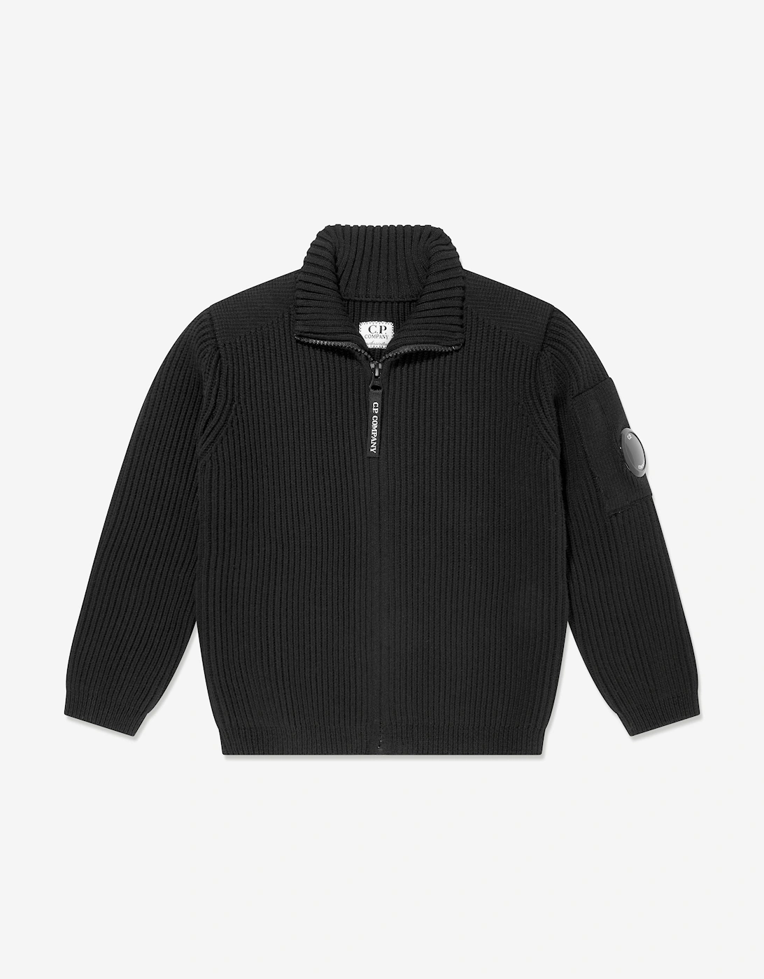 C.P. Company Boys Knitted Zip Up Cardigan in Black, 5 of 4