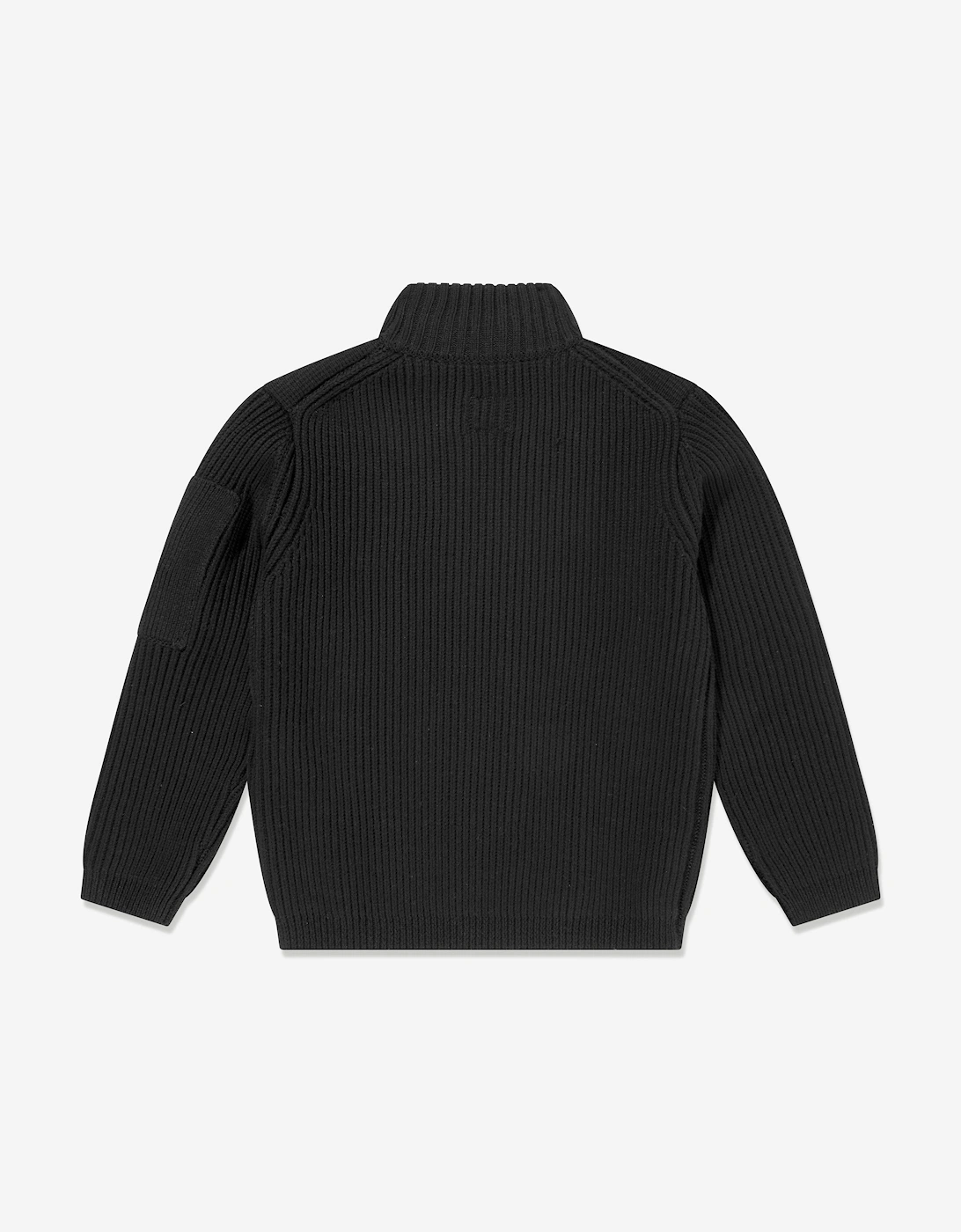C.P. Company Boys Knitted Zip Up Cardigan in Black