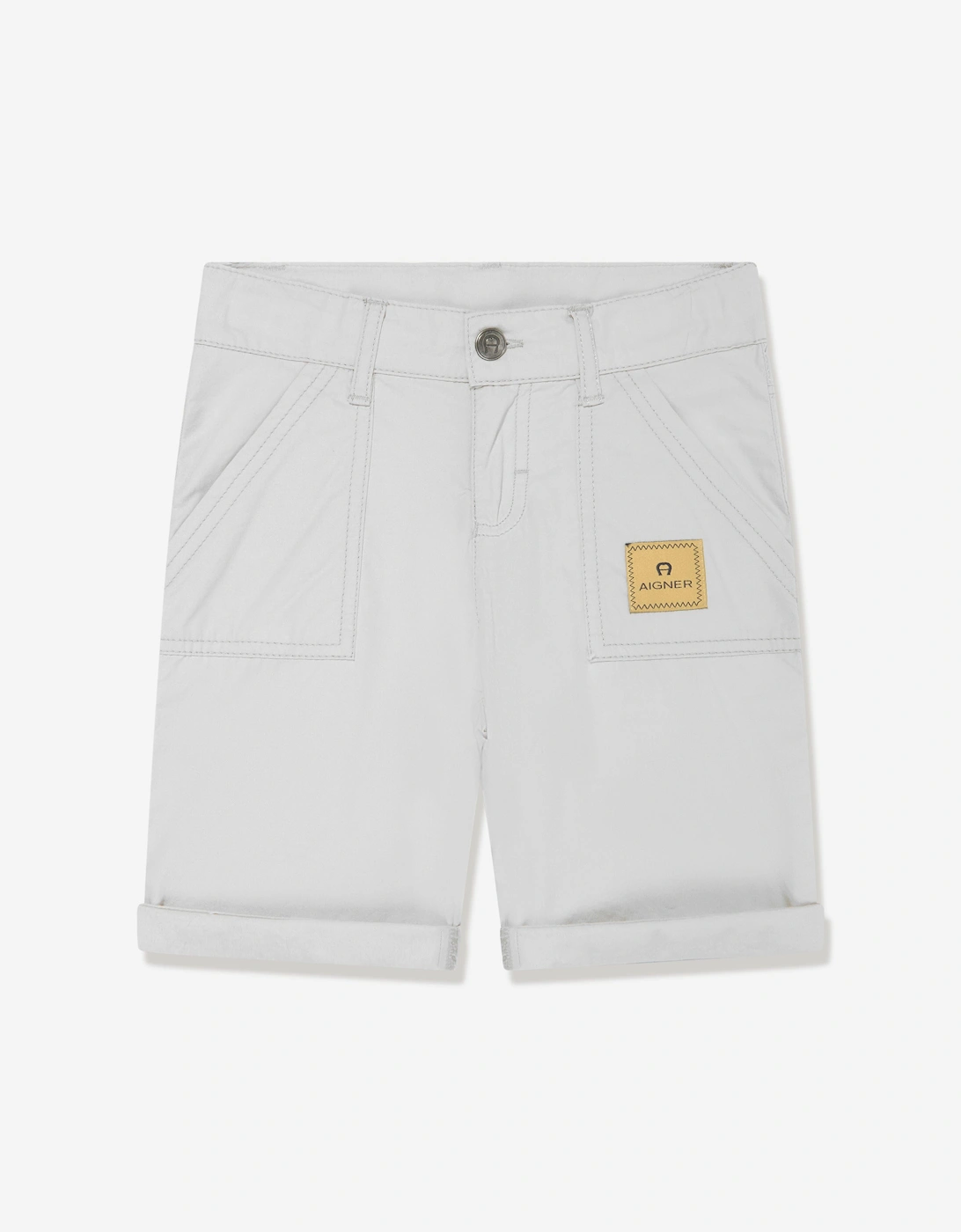 Boys Logo Badge Poplin Shorts in Grey, 6 of 5