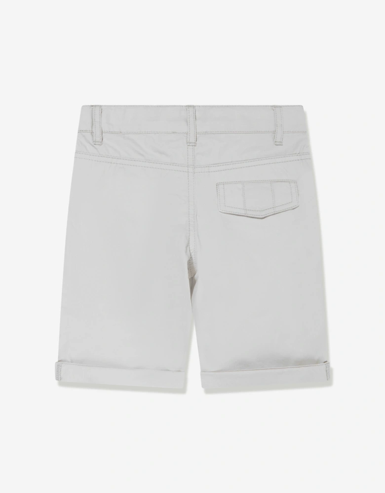 Boys Logo Badge Poplin Shorts in Grey