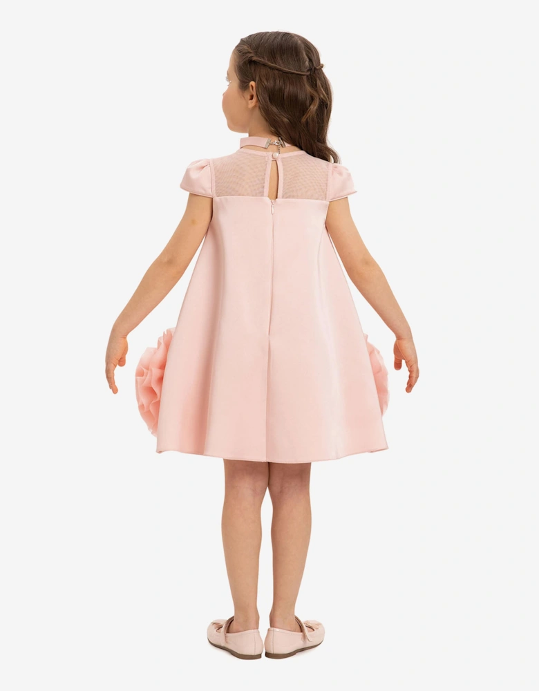 Girls Dress with Flower Choker in Pink