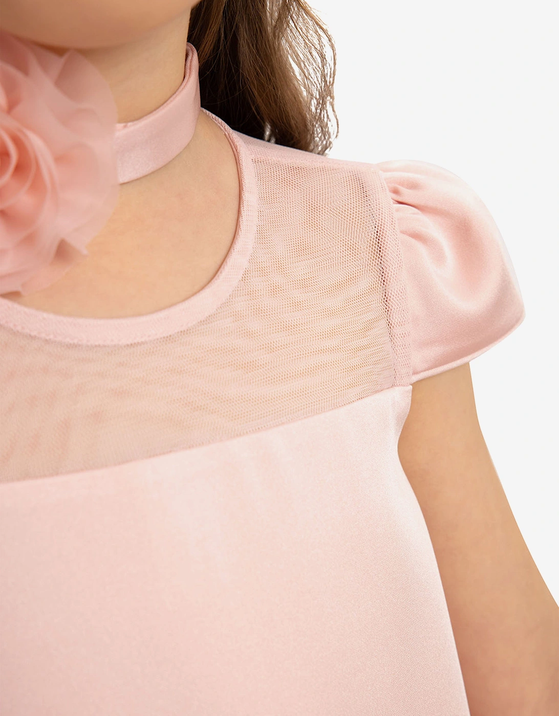 Girls Dress with Flower Choker in Pink