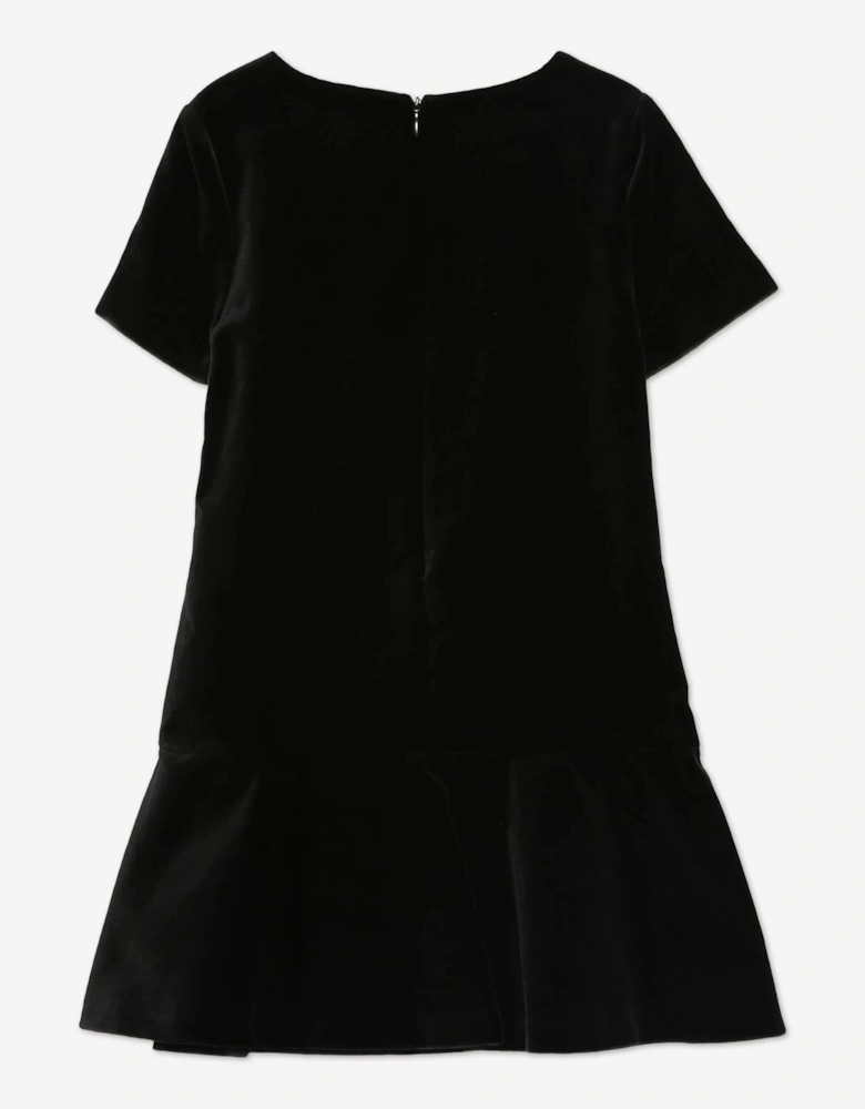 Girls Bow Logo Dress in Black