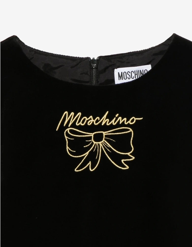 Girls Bow Logo Dress in Black