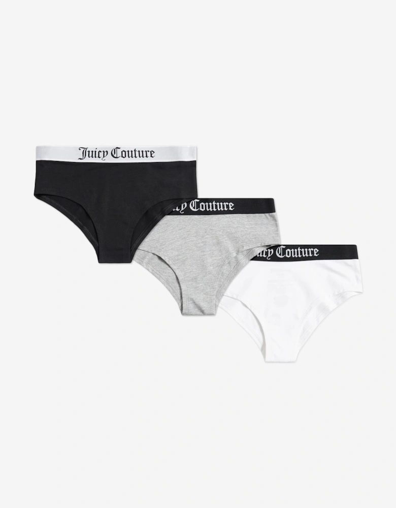 Girls 3 Pack Hipster Knickers Set in Black