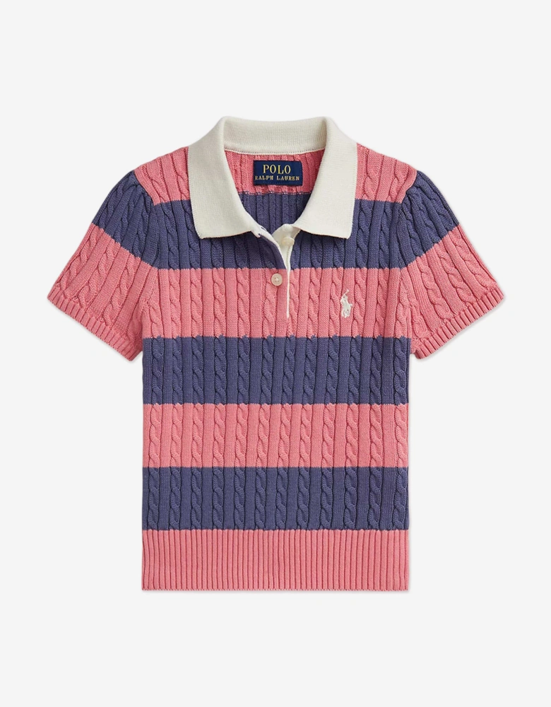 Girls Striped Top and Skirt Set in Blue