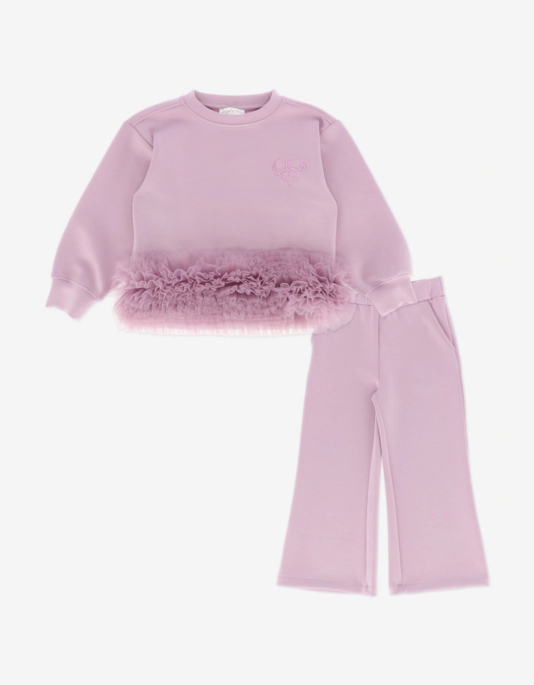 Angels Face Girls Deonne Tulle Trim Top and Jogger Set in Purple