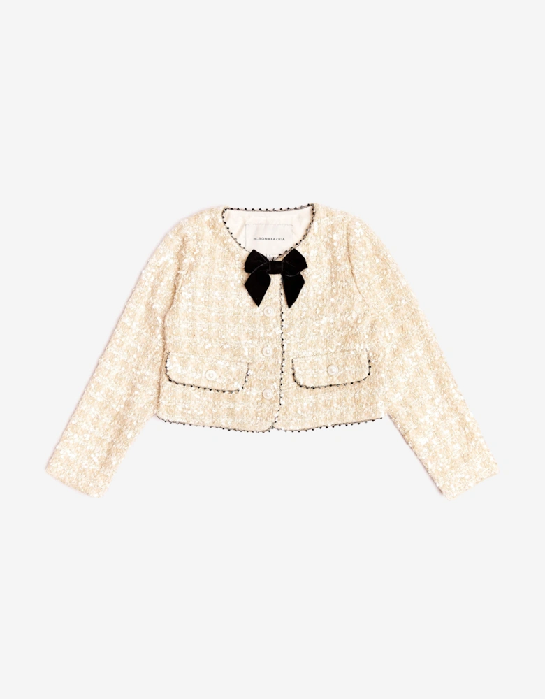 BCBGMAXAZRIA Girls Tweed Jacket in Gold