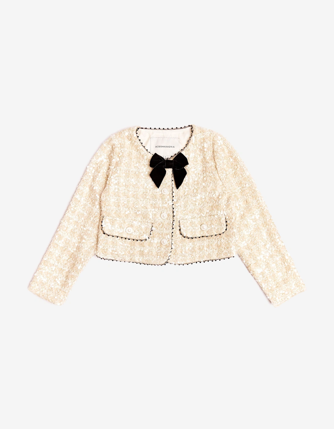 BCBGMAXAZRIA Girls Tweed Jacket in Gold, 5 of 4