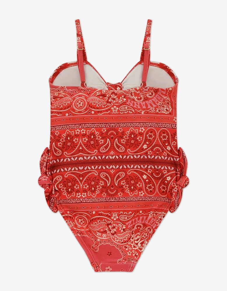 Girls Lucky Tie Front Swimsuit in Red