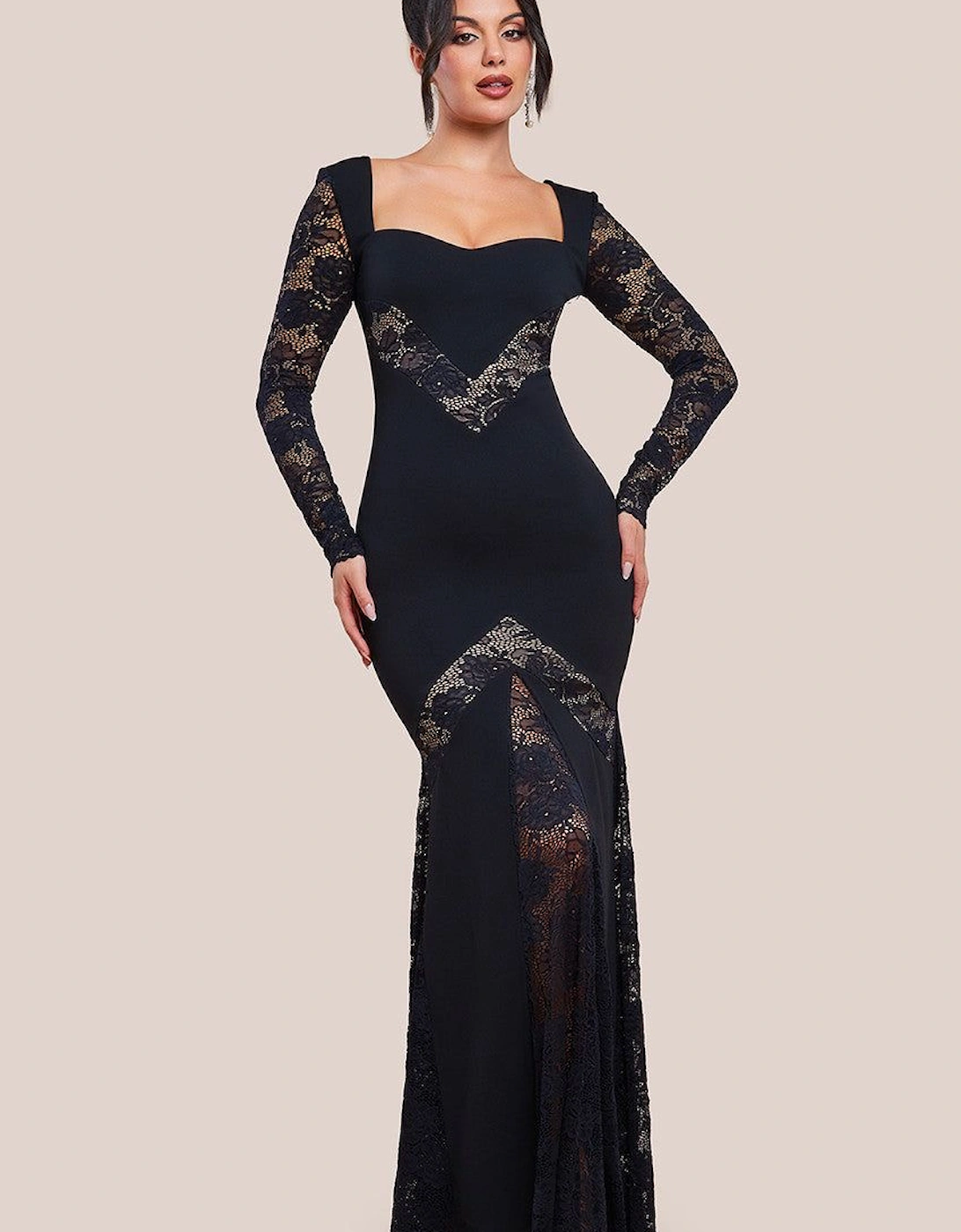 Scuba & Lace Long Sleeve Maxi Dress, 2 of 1