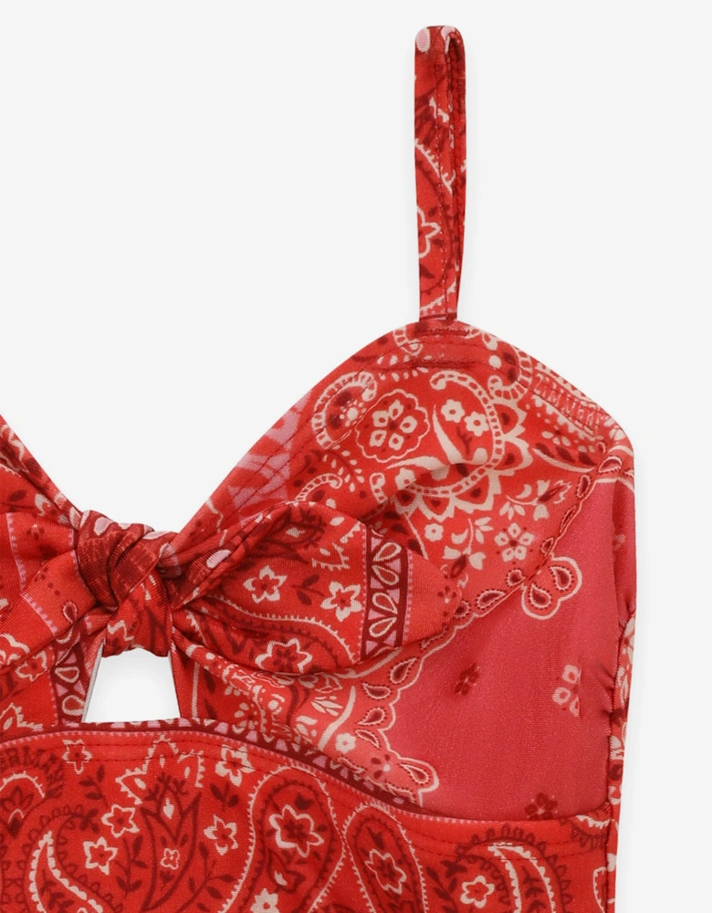 Girls Lucky Tie Front Swimsuit in Red