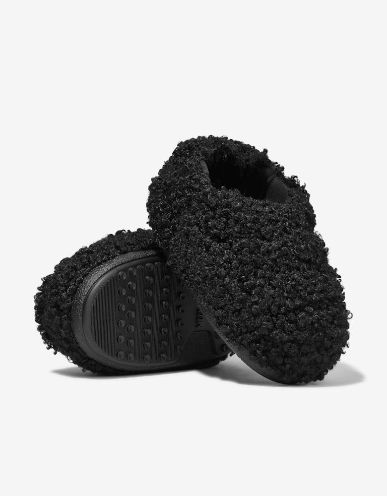 Moon Boot Kids Faux Curly Sandals in Black