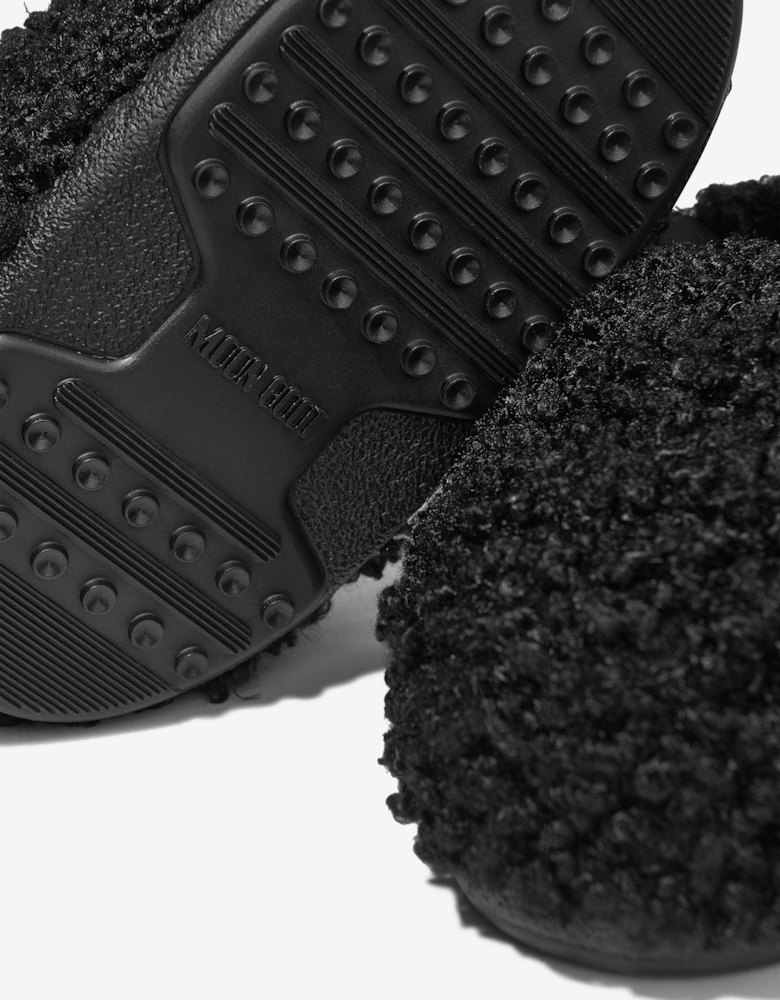 Moon Boot Kids Faux Curly Sandals in Black