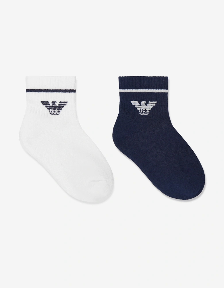 Boys Cotton Logo Socks in White