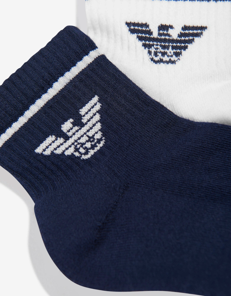 Boys Cotton Logo Socks in White