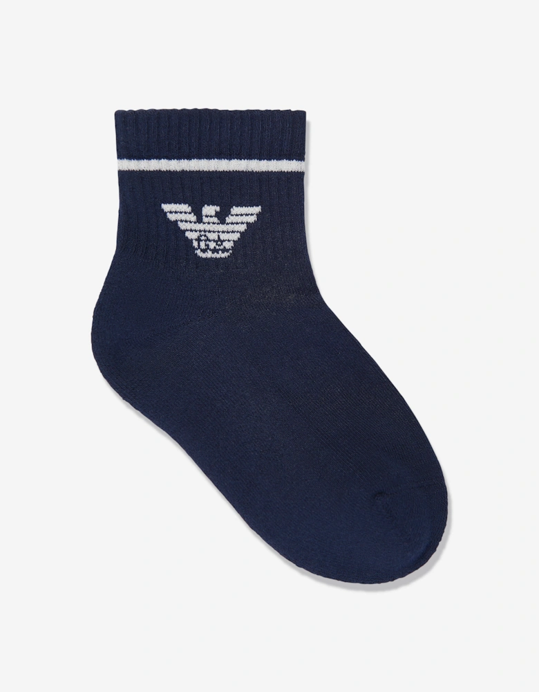 Boys Cotton Logo Socks in White