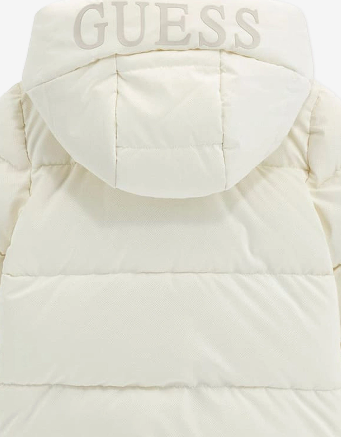 Girls Hooded Puffer Jacket in Ivory