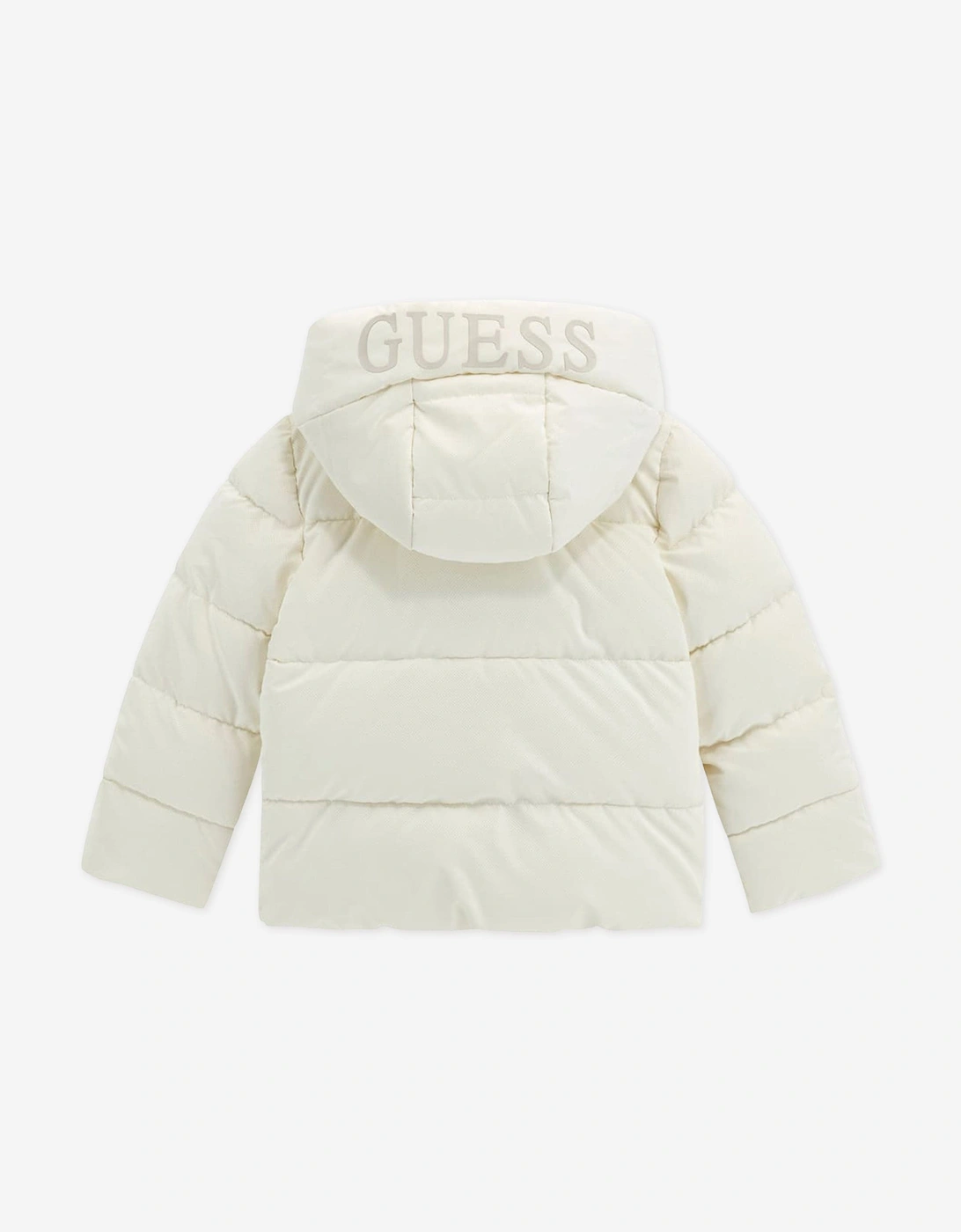 Girls Hooded Puffer Jacket in Ivory