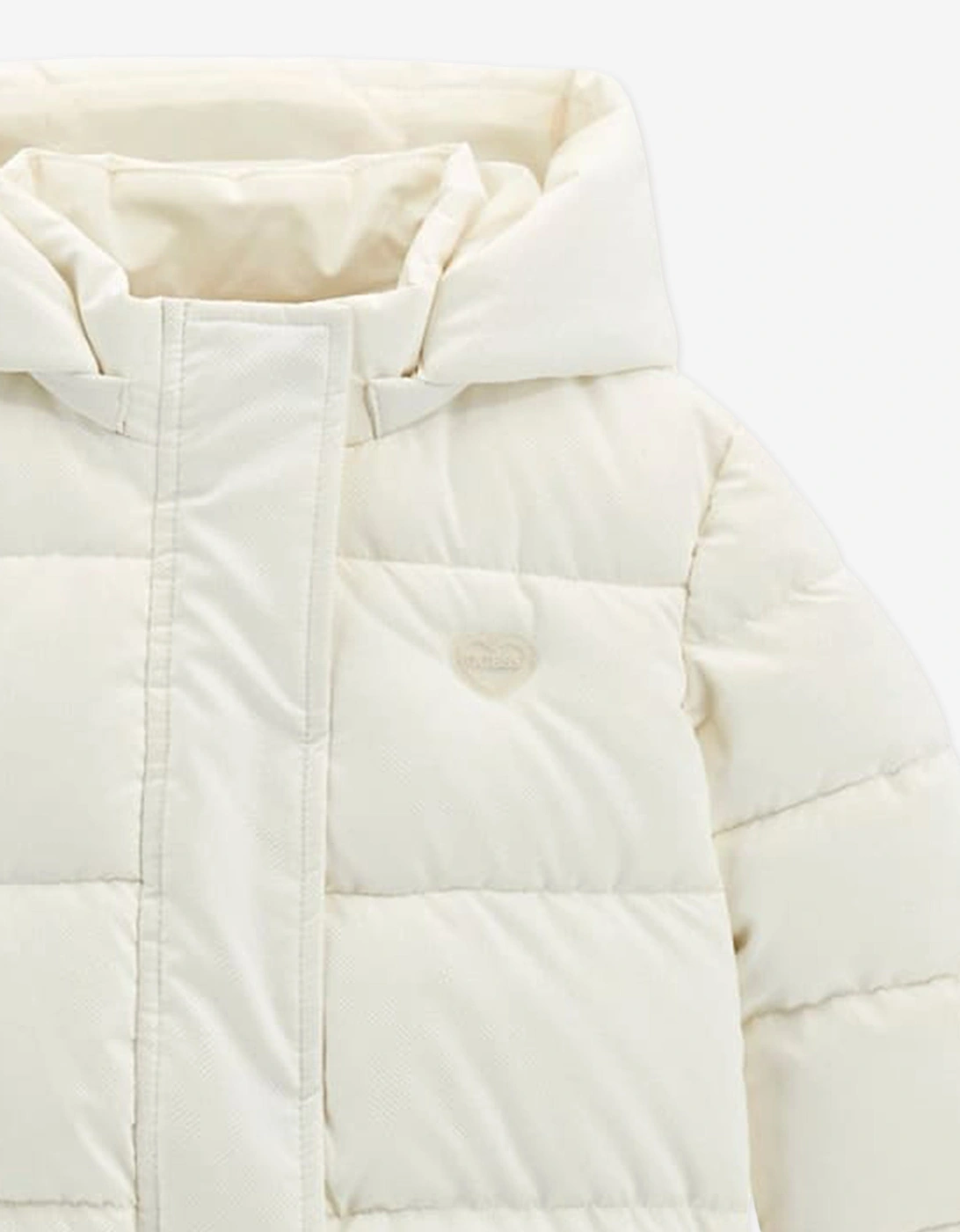 Girls Hooded Puffer Jacket in Ivory